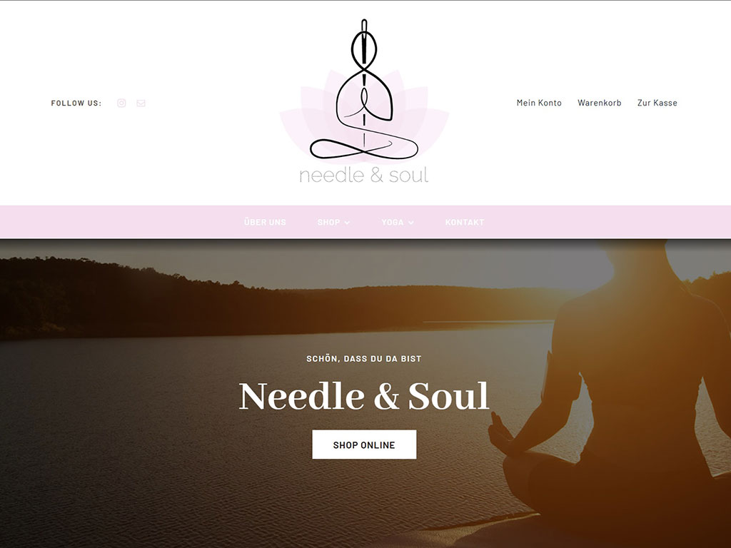 webdesign homepage needle and soul sel-fi faire yoga wear